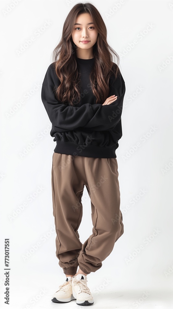 Portrait of young Asian woman, isolated on white background, full body. Portrait of young Asian woman, isolated on white background, full body.