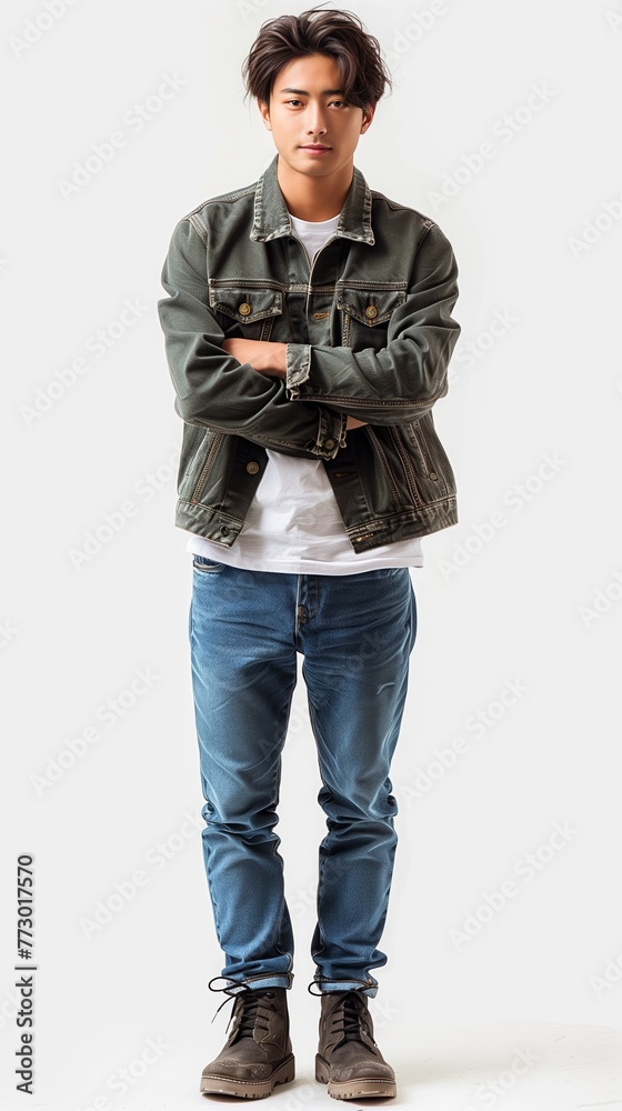 Portrait of young Asian man, isolated on white background, full body. Portrait of young Asian man, isolated on white background, full body.