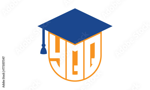 YQQ initial letter academic logo design vector template. school college logo, university logo, graduation cap logo, institute logo, educational logo, library logo, teaching logo, book shop, varsity