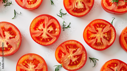 a group of sliced tomatoes