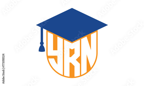 YRN initial letter academic logo design vector template. school college logo, university logo, graduation cap logo, institute logo, educational logo, library logo, teaching logo, book shop, varsity
