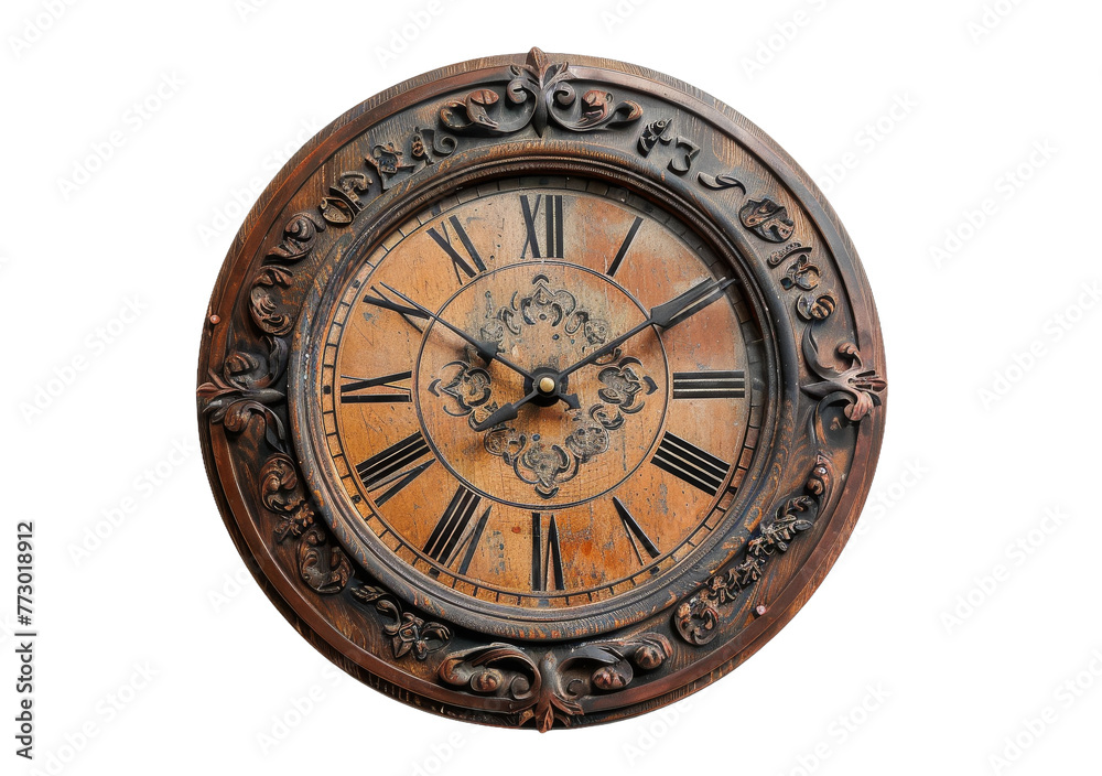 Wall Clock On Transparent Background.