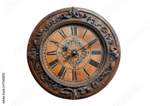 Wall Clock On Transparent Background.