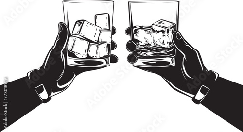 Toasted Tradition Hand Holding Glass Symbol Emblem Bourbon Beacon Holding Glass Icon Vector