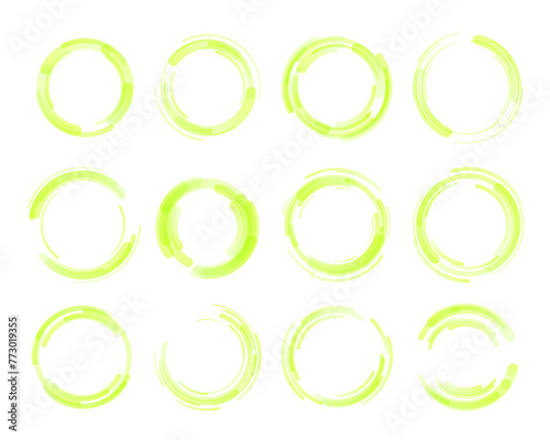 Wallpaper Mural Set of colorful circle isolated on transparent background. Circular colored lines. Corporate, media, technology styles vector logo design template. Vector illustration Torontodigital.ca