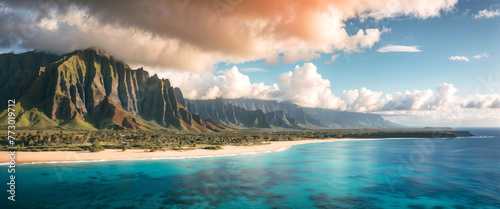 Panoramic landscape islands of Hawaii