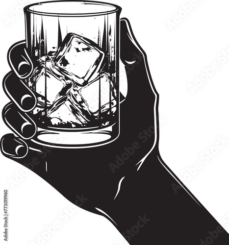 Scotch Serenity Holding Glass Symbol Bourbon Reverie Vector Logo Emblem