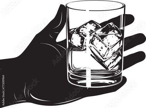 Bourbon Reverie Vector Logo Emblem Spirit Savor Whiskey Glass Design