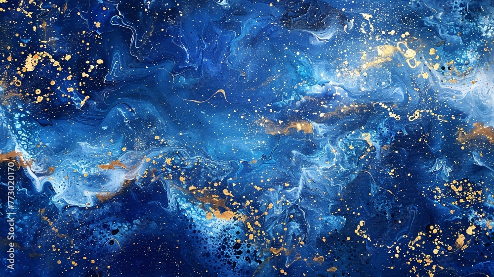 Golden Galaxy A Blue and Yellow Space Odyssey Generative AI
