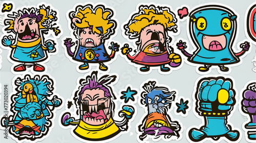 set of cartoon monsters