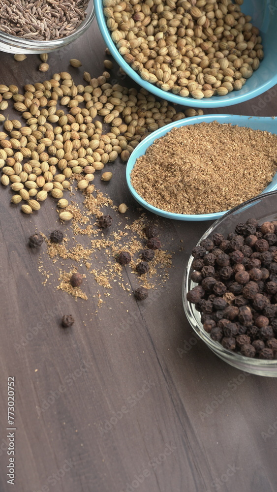 Coriander seeds and coriander Powdered, Indian Spices and herbs. Coriander seeds and coriander Powdered, Indian Spices and herbs.