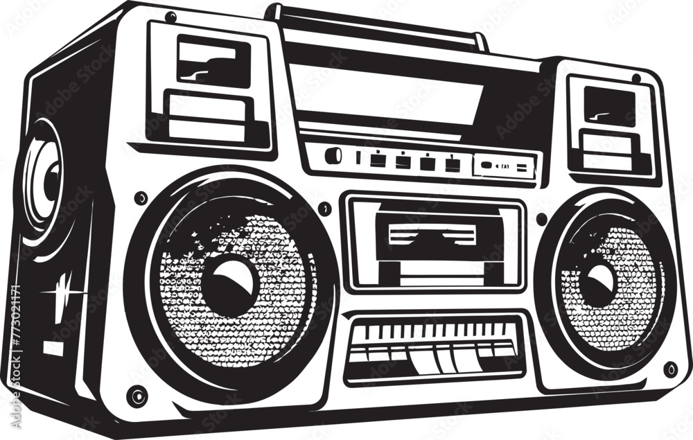 Urban Anthem Style Boombox Logo Melodic Motion Hip Hop Vector Icon Urban Anthem Style Boombox Logo Melodic Motion Hip Hop Vector Icon