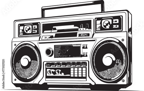 Rhythmic Revolution Boombox Emblem Graphics Street Swagger Hip Hop Style Icon
