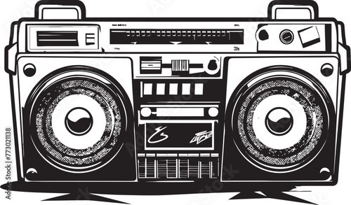 Street Swagger Hip Hop Style Icon Funky Frequency Boombox Logo Design