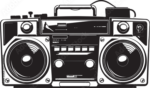Boombox Blast Iconic Emblem Design Urban Anthem Style Boombox Logo