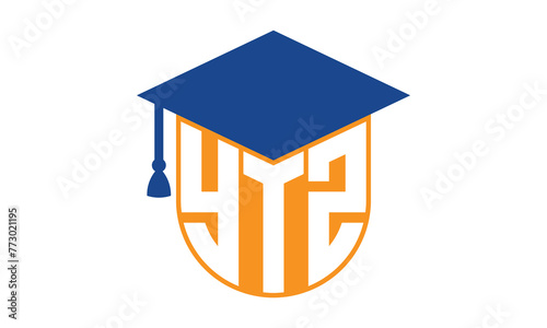 YTZ initial letter academic logo design vector template. school college logo, university logo, graduation cap logo, institute logo, educational logo, library logo, teaching logo, book shop, varsity