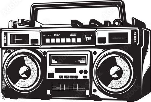 Rhythmic Retro Vector Boombox Design Street Sound Style Icon Graphics
