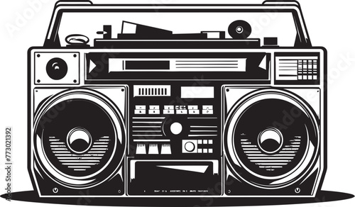 Street Swagger Hip Hop Emblematic Graphics Rhythmic Retro Boombox Logo Icon