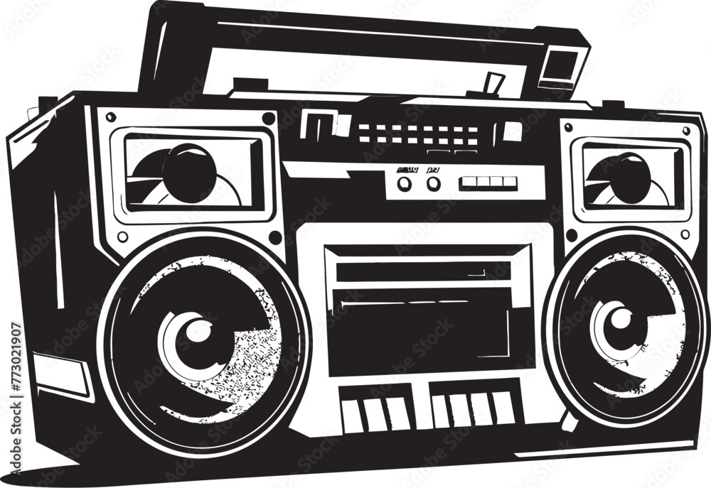 Groove Grid Style Logo Graphics Bass Blast Boombox Vector Icon