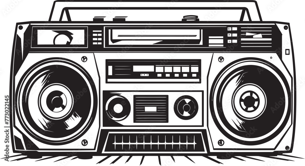 Rhythmic Retro Hip Hop Vector Symbol Urban Pulse Boombox Emblematic Graphics Rhythmic Retro Hip Hop Vector Symbol Urban Pulse Boombox Emblematic Graphics