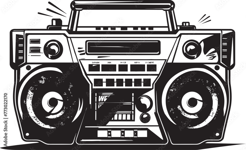 Bass Blast Boombox Vector Icon Beat Bounce Style Emblem Graphics Bass Blast Boombox Vector Icon Beat Bounce Style Emblem Graphics