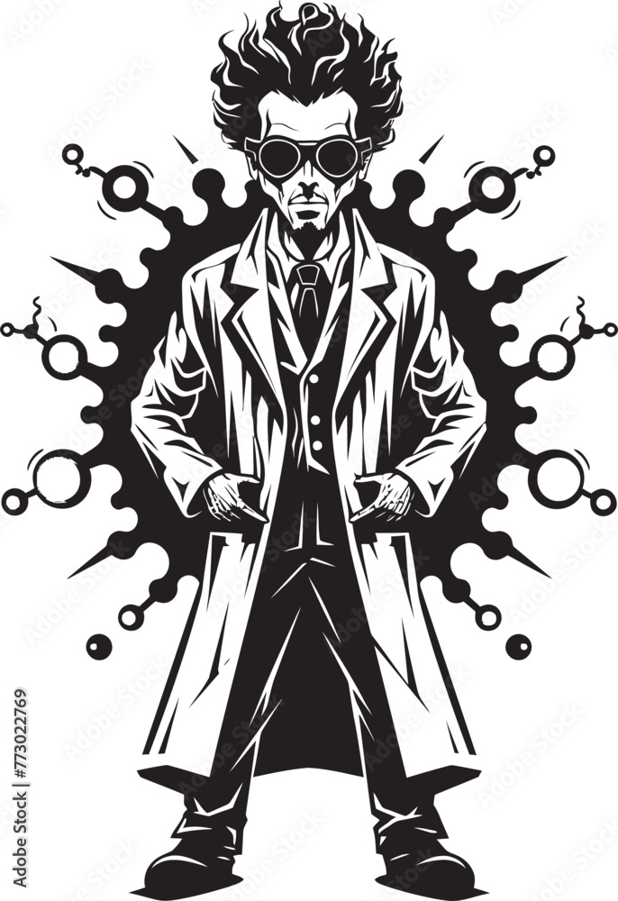 Obraz premium Innovation Incarnate Vector Logo Icon Chemical Concoctions Scientist Emblem Graphics