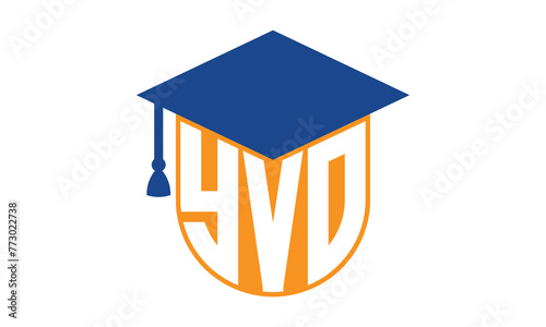 YVO initial letter academic logo design vector template. school college logo, university logo, graduation cap logo, institute logo, educational logo, library logo, teaching logo, book shop, varsity