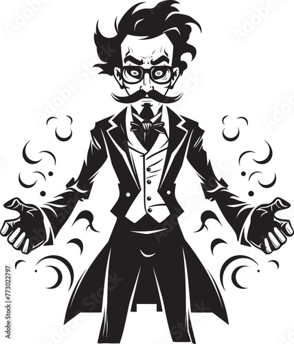 Brainstorm Breakthrough Mad Scientist Emblematic Emblem Formula Fusion Icon Design