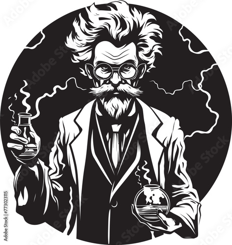 Eureka Formula Emblematic Scientist Logo Electric Genius Mad Scientist Logo Design