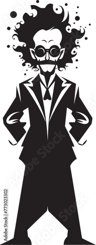 Biohazard Bombshell Iconic Logo for Mad Scientist Quantum Quester Mad Scientist Vector Emblem