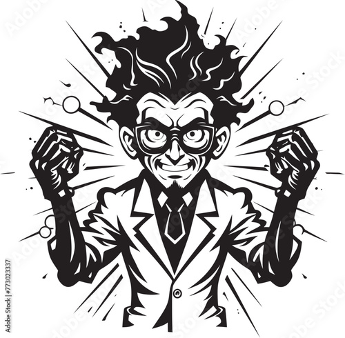 Genetic Gladiator Mad Scientist Icon Design Robotic Rogue Emblematic Mad Scientist Logo