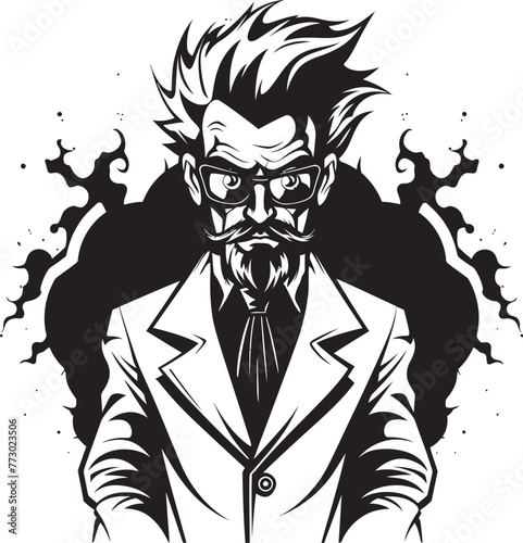 Genetic Goliath Dynamic Mad Scientist Vector Icon Robotic Revolution Futuristic Mad Scientist Emblem