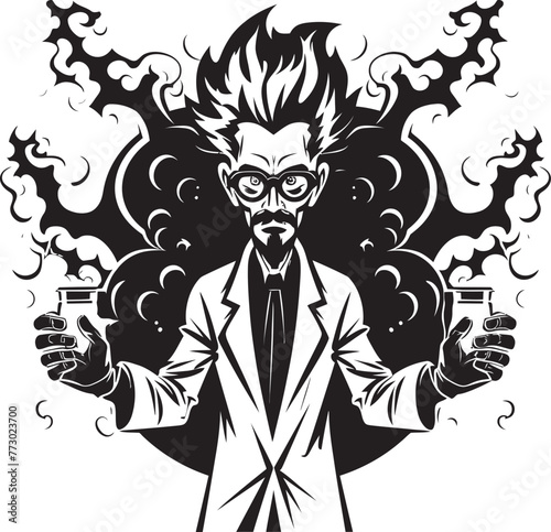 Techno Tyranny Mad Scientist Vector Emblem Genetic Goliath Mad Scientist Logo Graphics