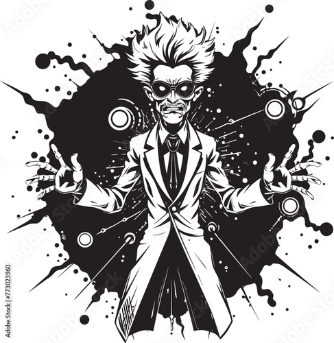 Quantum Quester Futuristic Mad Scientist Emblem Genetic Genius Iconic Logo for Mad Scientist