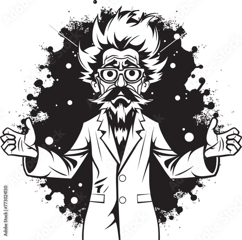 Techno Wizardry Mad Scientist Emblem Graphics Experiment Extravaganza Vector Symbol Design
