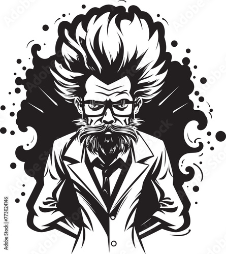 Chemical Concoctions Mad Scientist Logo Icon Brainstorm Bonanza Vector Iconic Emblem