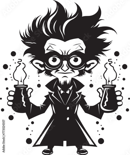 Mind Manipulator Mad Scientist Logo Design Laboratory Lunatics Vector Symbol Icon