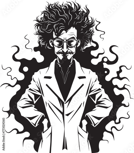 Genius at Work Vector Logo Icon Eureka Experiments Scientist Emblem Design