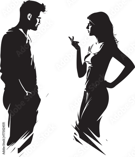 Ire Infusion Iconic Emblem Showing Man and Womans Anger Conflict Canvas Vector Illustration of Couples Disagreement