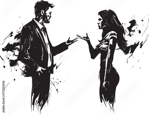 Discord Dance Dynamic Emblem for Couples Discordant Interaction Tumultuous Tiff Vector Logo Depicting Man and Womans Angry Exchange