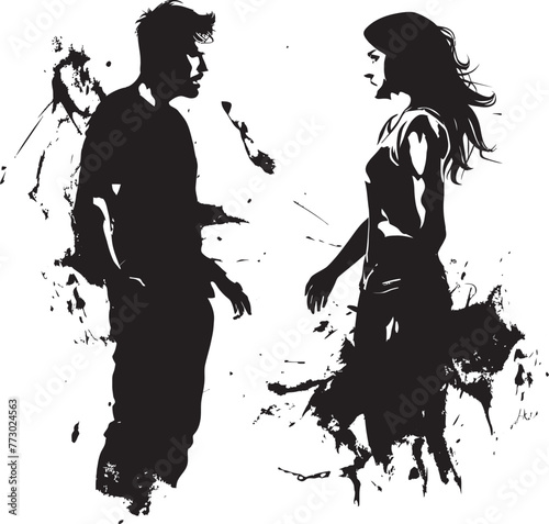 Clash Crescendo Emblematic Logo for Couples Conflict Intensification Fury Flourish Dynamic Vector Icon Depicting Couples Furious Expression