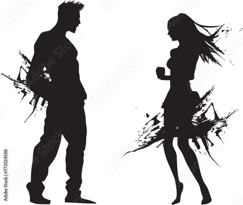 Fury Flourish Dynamic Vector Icon Depicting Couples Furious Expression Wrathful Waltz Emblem for Man and Womans Angry Dance