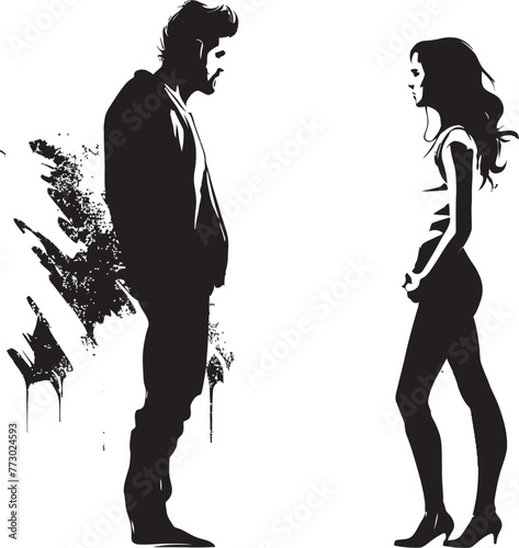 Discord Drama Dynamic Emblem of Man and Womans Discordant Argument Tense Tango Vector Graphic Symbolizing Couples Tense Interaction