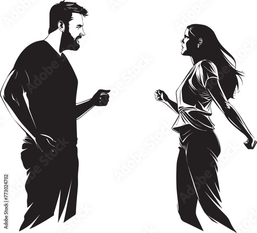 Clash Crescendo Dynamic Emblem for Couples Rising Conflict Fury Flourish Vector Graphic Representing Couples Flourishing Fury