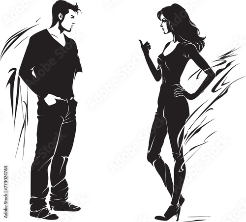 Tumultuous Tiff Dynamic Logo for Couples Dispute Outburst Odyssey Vector Icon of Man and Womans Rage