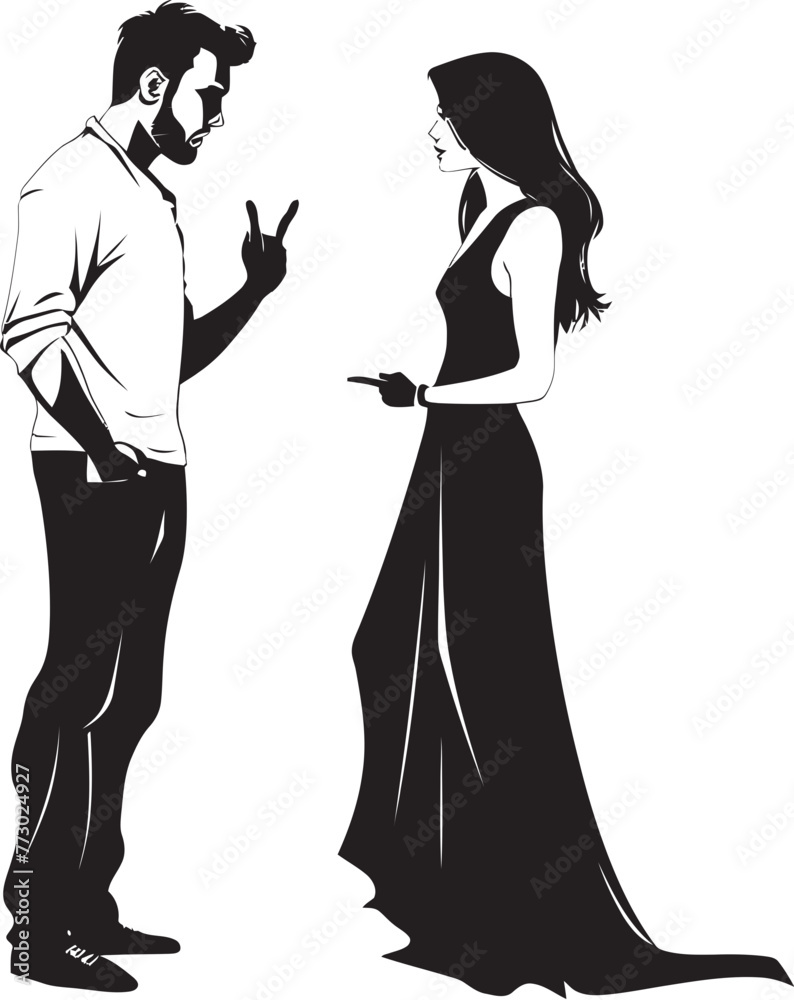 Tense Tango Vector Illustration of Couples Tension Enraged Ensemble Emblematic Logo for Angered Pair