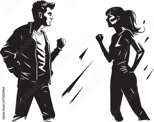 Temperament Tango Emblem for Angered Couples Interaction Raging Duo Dynamic Logo Illustrating Couples Fury