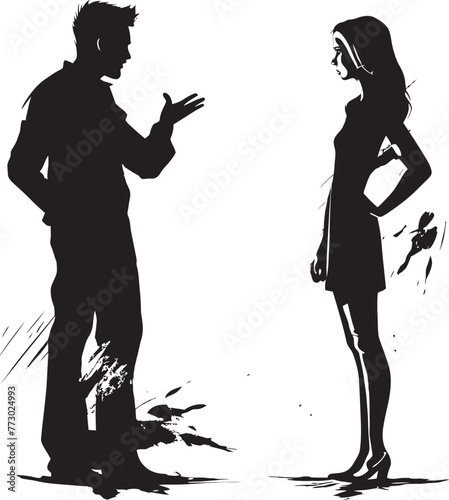 Wrathful Waltz Vector Icon of Angry Couples Dance Tumultuous Tiff Dynamic Logo Illustrating Couples Turmoil