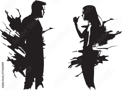 Spat Symphony Emblematic Illustration of Couples Spat Fury Flourish Iconic Design Symbolizing Couples Fury