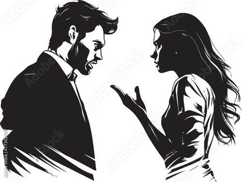 Conflict Canvas Vector Graphic Illustrating Couples Canvas of Conflict Tense Tango Emblematic Illustration of Couples Tense Tango